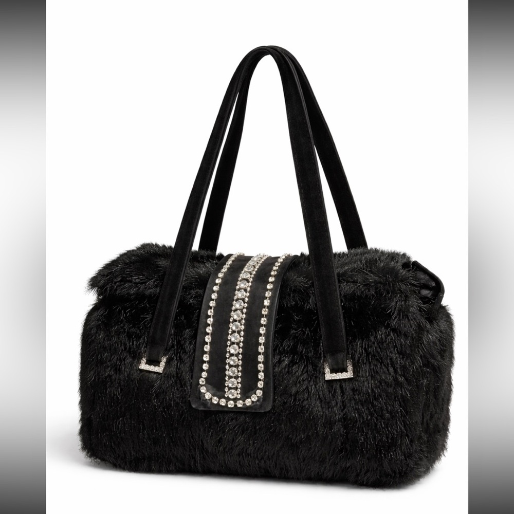 Black fur handbag